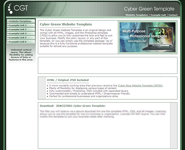 Medium Width Cyber Green Web Template