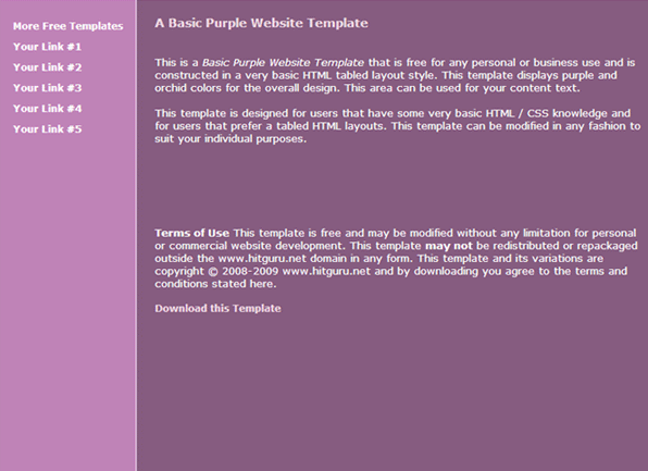 Bare Bones Purple Web Template