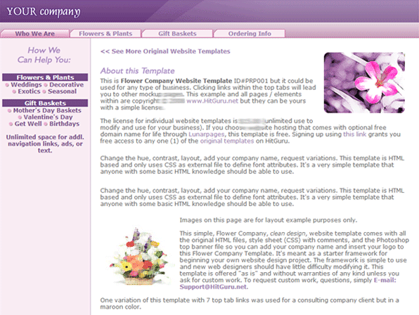 A Tabbed, Purple and Lavender Web Template