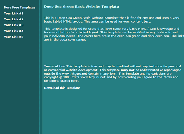 Bare Bones Deep Sea Green Web Template